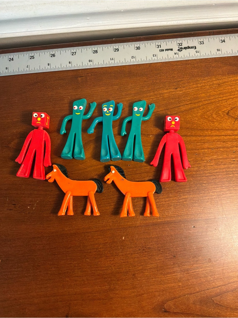Vintage 80’s,90’s Gumby-Inspired Mini Figure Playset - Teal, Red, Orange